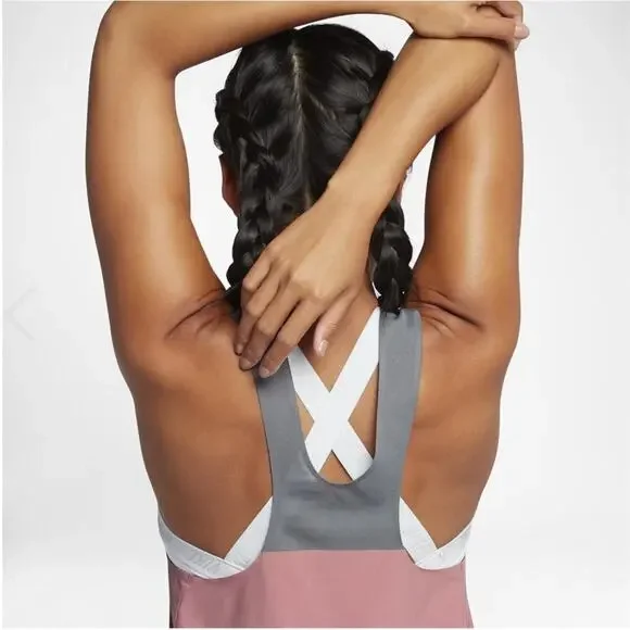 Nike Dri Fit Breathe Racerback Training Pink Gray Tank Women Size Medium NWT - Picture 10 of 13
